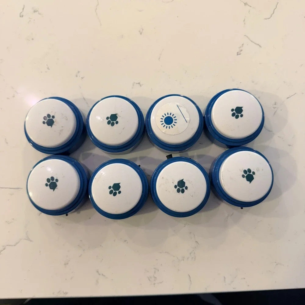 FluentPet Recordable Talking Buttons 8pc BlueWhite Pet Communication Tested